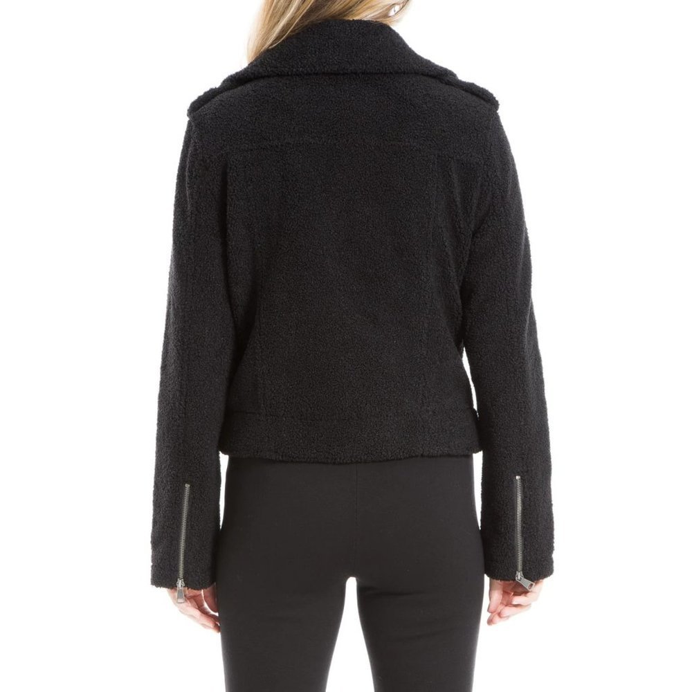 NWT Max Studio Asymmetrical Faux Fur Cozy Moto Jacket - Picture 3 of 8